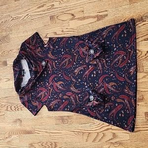 (XL) Papillon Paisley Print Cowl Neck Sweater Dress with Pockets Cozy Seasonal